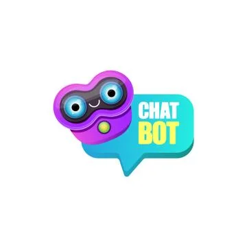 Cute chatbot character or intelligent assistant with speech bubble isolated on Stock-Illustration