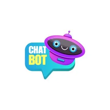 Cute chatbot character or intelligent assistant with speech bubble isolated on Stock Illustration