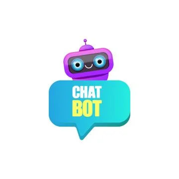 Cute chatbot character or intelligent assistant with speech bubble isolated on Stock-Illustration