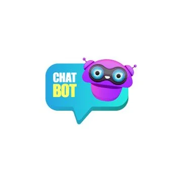 Cute chatbot character or intelligent assistant with speech bubble isolated on Stock-Illustration