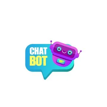 Cute chatbot character or intelligent assistant with speech bubble isolated on Illustrazione stock