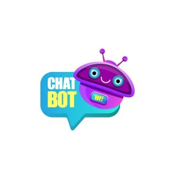 Cute chatbot character or intelligent assistant with speech bubble isolated on Stock-Illustration