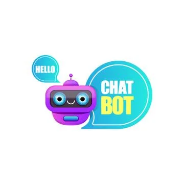 Cute chatbot character or intelligent assistant with speech bubble isolated on Stock-Illustration