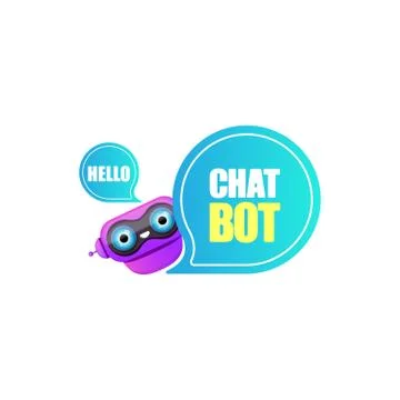 Cute chatbot character or intelligent assistant with speech bubble isolated on Stock Illustration