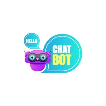 Cute chatbot character or intelligent assistant with speech bubble isolated on Stock-Illustration
