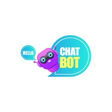 Cute chatbot character or intelligent assistant with speech bubble isolated on Stock-Illustration