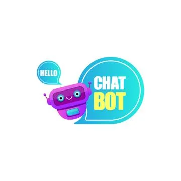 Cute chatbot character or intelligent assistant with speech bubble isolated on Stock-Illustration