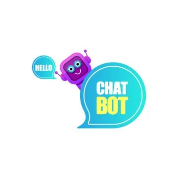 Cute chatbot character or intelligent assistant with speech bubble isolated on Stock-Illustration