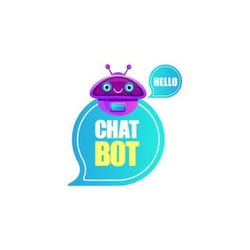 Cute chatbot character or intelligent assistant with speech bubble isolated on Stock-Illustration