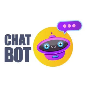 Cute chatbot character or intelligent assistant with speech bubble isolated on Stock-Illustration