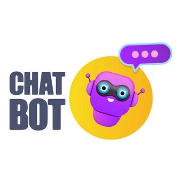 Cute chatbot character or intelligent assistant with speech bubble isolated on Stock-Illustration