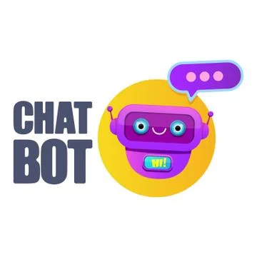 Cute chatbot character or intelligent assistant with speech bubble isolated on Stock Illustration