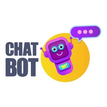 Cute chatbot character or intelligent assistant with speech bubble isolated on Stock-Illustration