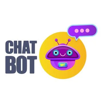 Cute chatbot character or intelligent assistant with speech bubble isolated on Stock Illustration