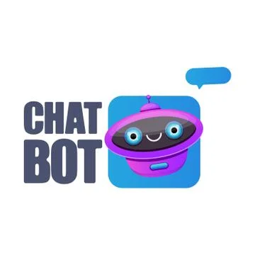 Cute chatbot character or intelligent assistant with speech bubble isolated on Stock-Illustration