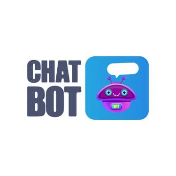 Cute chatbot character or intelligent assistant with speech bubble isolated on Stock Illustration