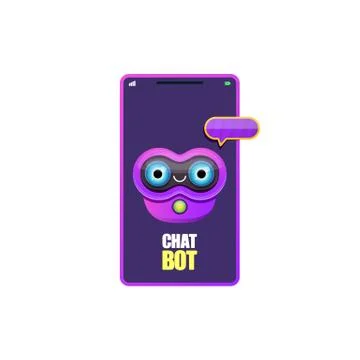 Cute chatbot character or smart phone intelligent assistant isolated on white Stock Illustration