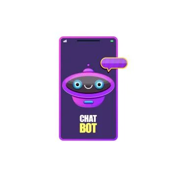 Cute chatbot character or smart phone intelligent assistant isolated on white Stock-Illustration