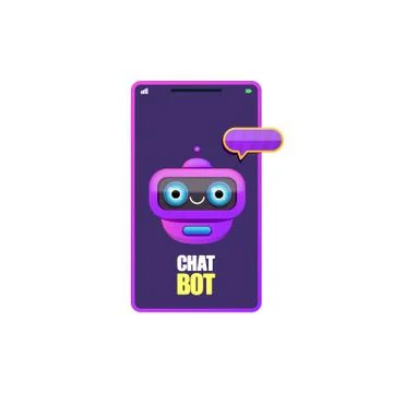 Cute chatbot character or smart phone intelligent assistant isolated on white Stock-Illustration