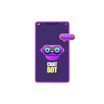 Cute chatbot character or smart phone intelligent assistant isolated on white Stock-Illustration