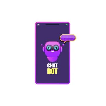 Cute chatbot character or smart phone intelligent assistant isolated on white Stock Illustration