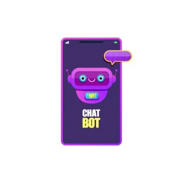 Cute chatbot character or smart phone intelligent assistant isolated on white Illustrazione stock