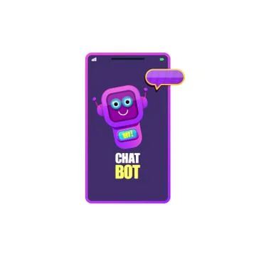 Cute chatbot character or smart phone intelligent assistant isolated on white Stock-Illustration