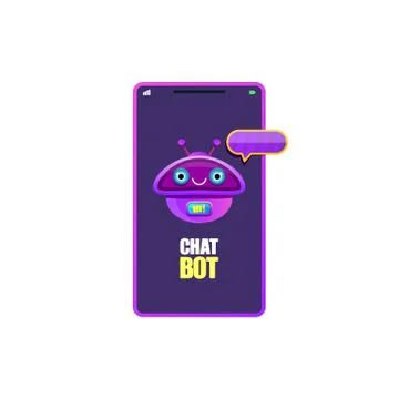 Cute chatbot character or smart phone intelligent assistant isolated on white Stock-Illustration