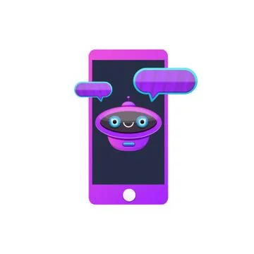 Cute chatbot character or smart phone intelligent assistant isolated on white Stock Illustration