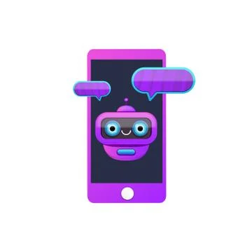 Cute chatbot character or smart phone intelligent assistant isolated on white Stock-Illustration