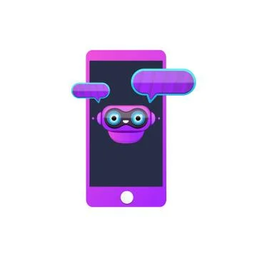 Cute chatbot character or smart phone intelligent assistant isolated on white Stock Illustration