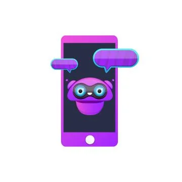 Cute chatbot character or smart phone intelligent assistant isolated on white Stock-Illustration