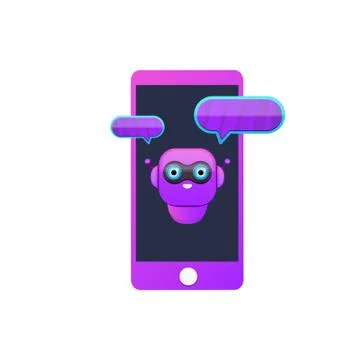 Cute chatbot character or smart phone intelligent assistant isolated on white Stock-Illustration