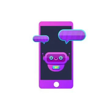 Cute chatbot character or smart phone intelligent assistant isolated on white Stock Illustration