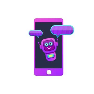 Cute chatbot character or smart phone intelligent assistant isolated on white Stock Illustration