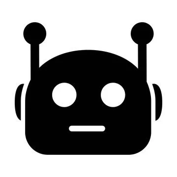 Cute chatbot head mascot vector icon minimal solid black ai robot bot face .. イラスト素材