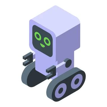 Cute chatbot robot moving on wheels, showing artificial intelligence Stock Illustration