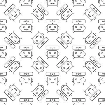 Cute Chatbot vector Online Chat Conversation line seamless pattern Illustrazione stock