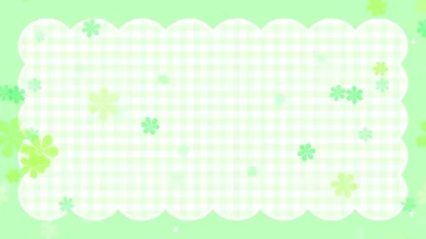 Cute checkered background with floating flowers seamless loop green 動画素材 332464380
