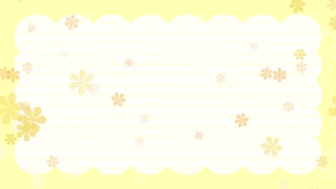 Cute checkered background with floating flowers seamless loop yellow 動画素材 332464982