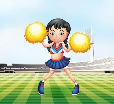 A cute cheerdancer at the soccer field Stock Illustration