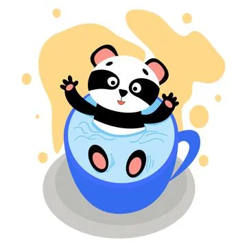 Cute cheerful panda in a cup Stock Illustration