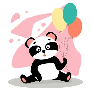 Cute cheerful panda with three spars Stock Illustration