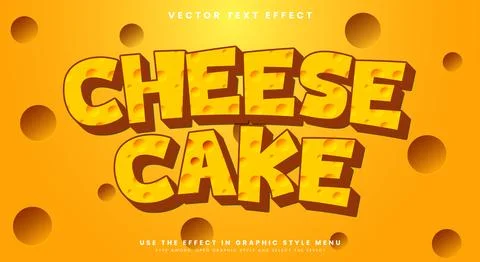 Cute cheese Cake editable text effect Template Stock Illustration