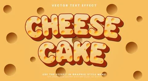 Cute cheese Cake editable text effect Template Stock Illustration