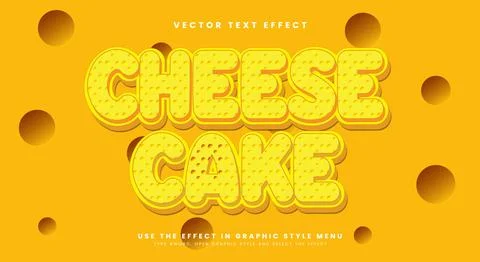Cute cheese cake editable text effect Template Stock Illustration