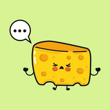 Cute cheese character with a thought bubble Stock Illustration