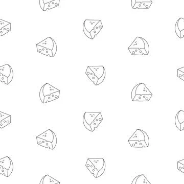 Cute cheese. Seamless pattern. Coloring Page. Stock Illustration