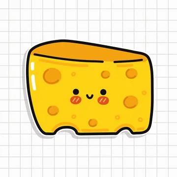 Cute cheese with smiling face Stock Illustration