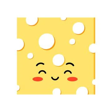 Cute cheese square shape slices with hole vector set isolated on white Stock Illustration